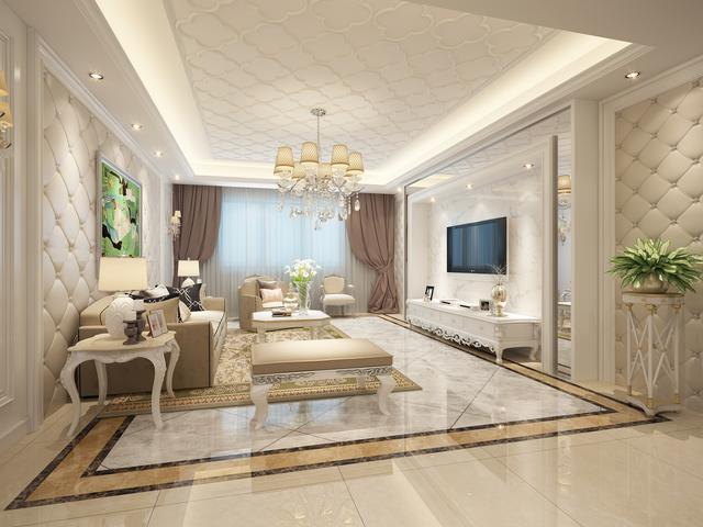 铜陵简欧客厅装修实景图